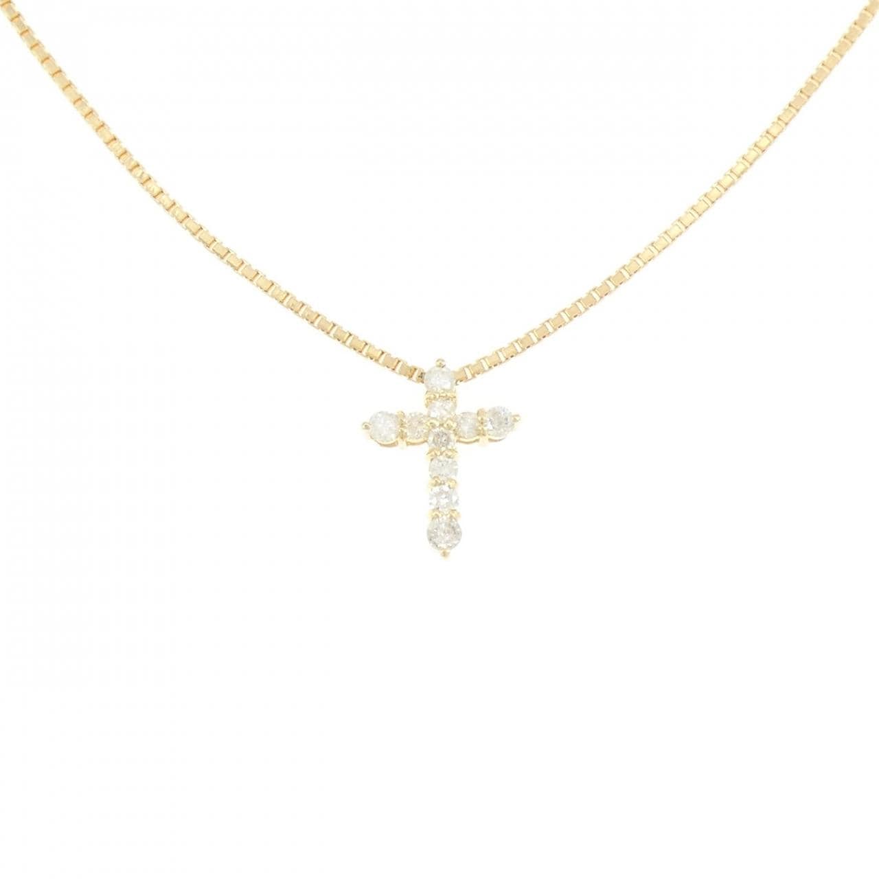 K18YG クロス ダイヤモンド ネックレス 0.50CT