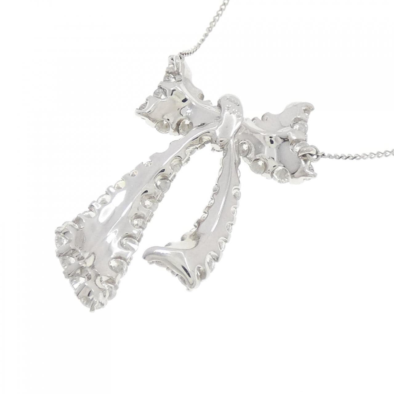 [BRAND NEW] PT Ribbon Diamond Necklace 2.00CT