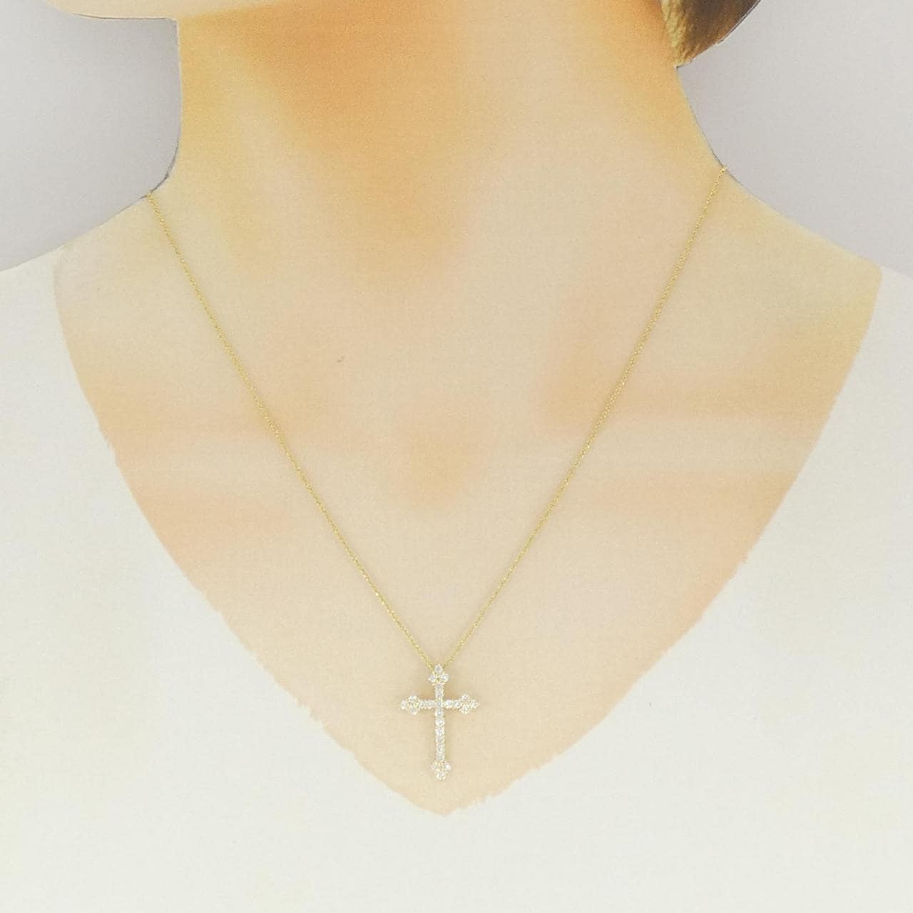 K18YG クロス ダイヤモンド ネックレス 0.50CT