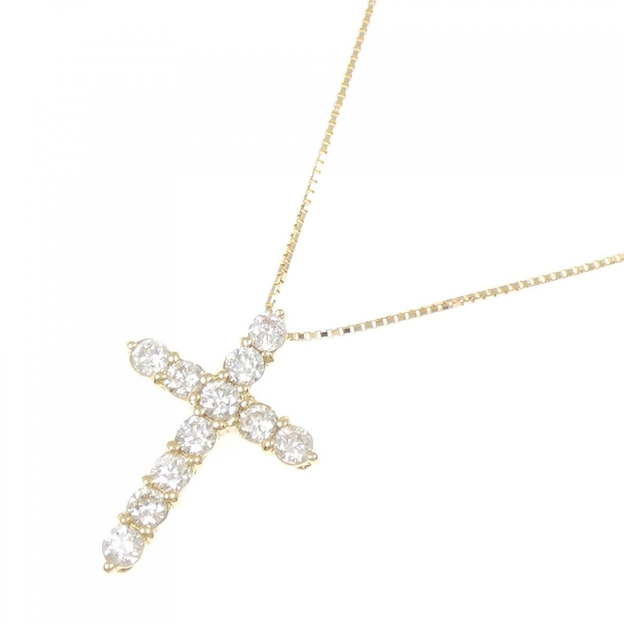 K18YG クロス ダイヤモンド ネックレス 1.00CT