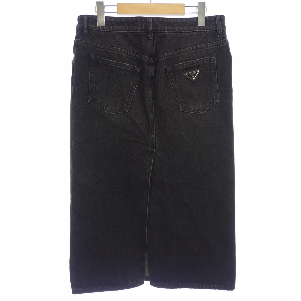 Prada Triangle Logo Denim Long Skirt GFD163 S222 109N