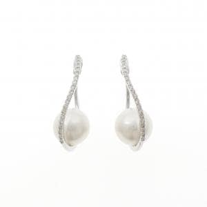 K18WG 白蝶パール ピアス 9.5mm