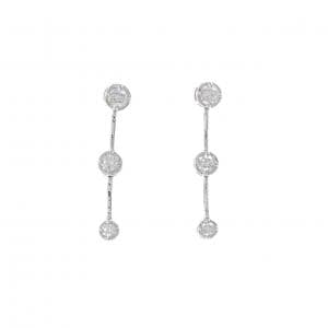 K18WG スリーストーン ダイヤモンド ピアス 0.60CT