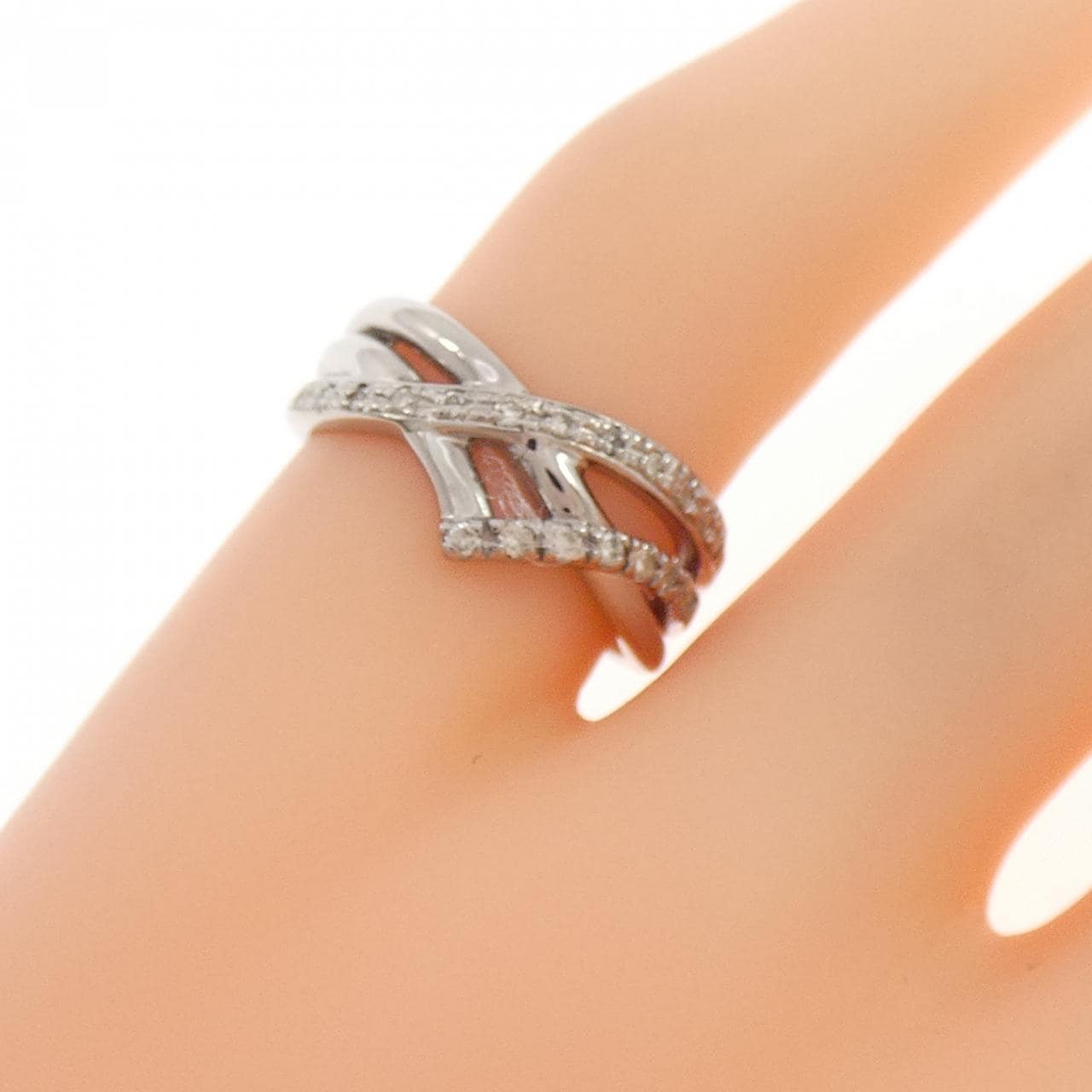 K18WG ダイヤモンド ピンキーリング 0.13CT