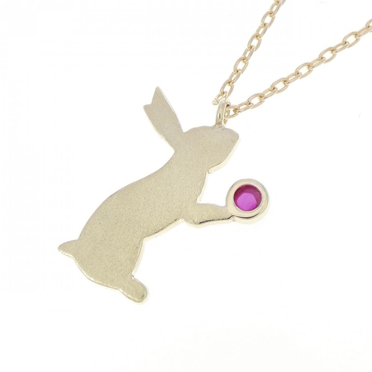 K10YG ラビット ルビー ネックレス