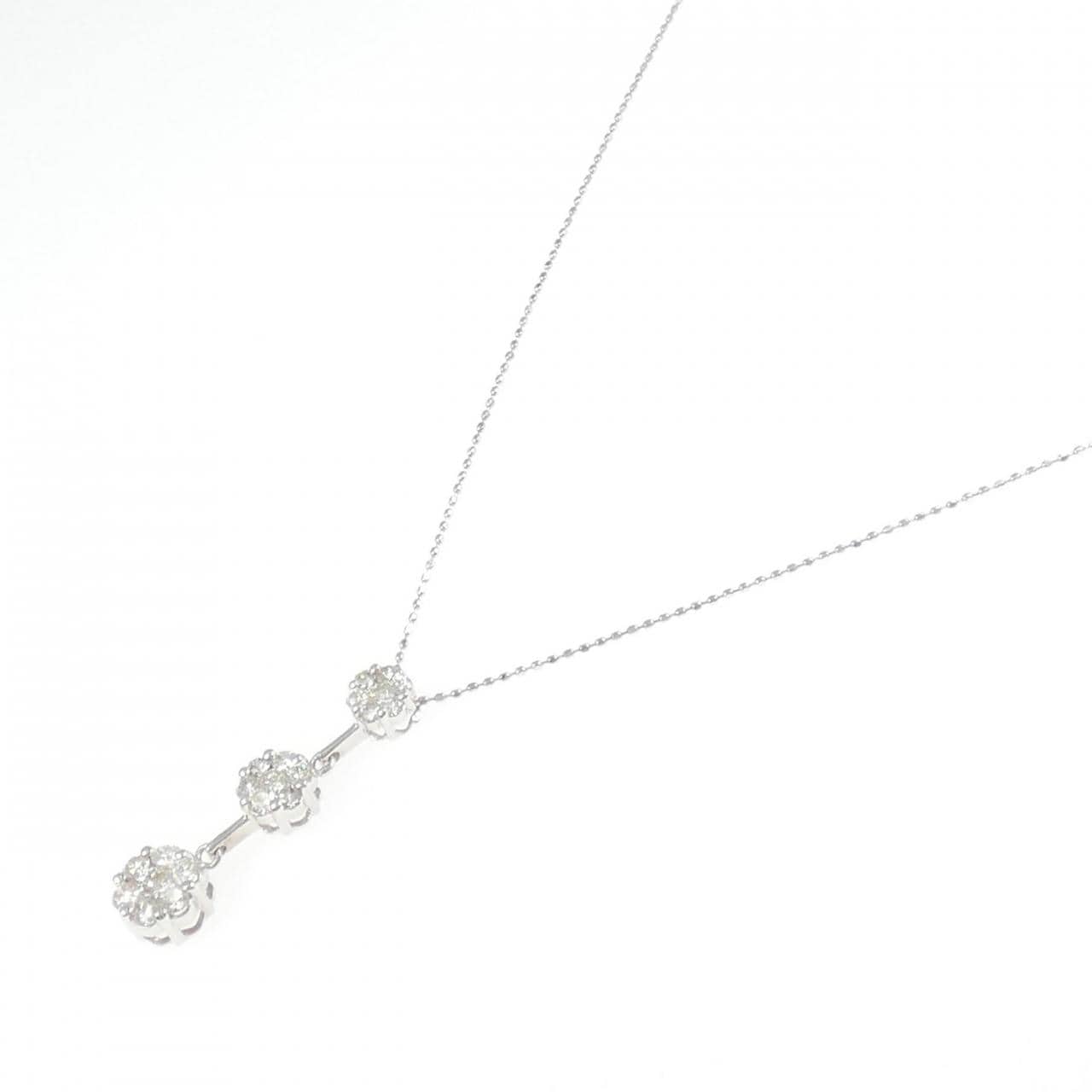 K18WG Flower Diamond Necklace 1.01CT