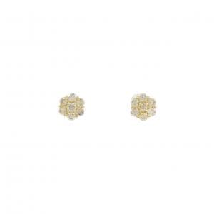 【新品】K18YG フラワー ダイヤモンド ピアス 0.30CT