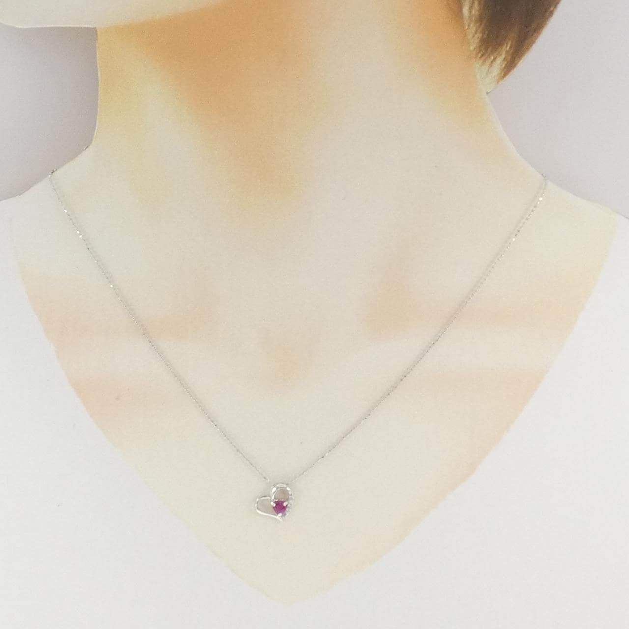 K10WG ハート ルビー ネックレス 0.28CT