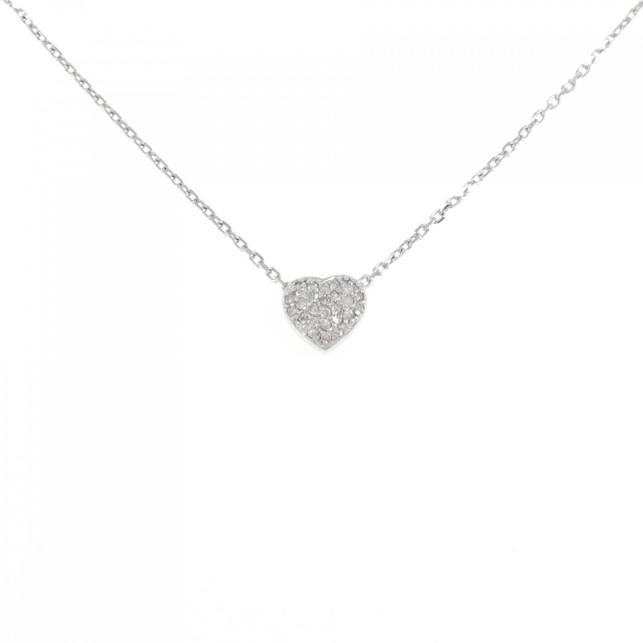K18WG ハート パヴェ ダイヤモンド ネックレス 0.10CT