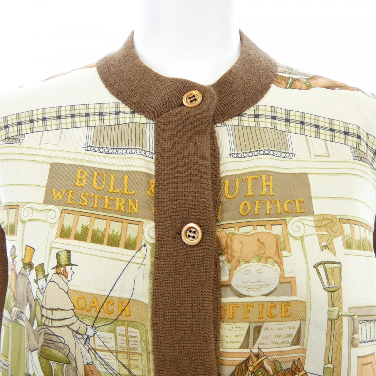 【ヴィンテージ】エルメス HERMES THE BULL&MOUTH REGENT'S CIRCUS PICADIL ツイルレーヌ. カーディガン