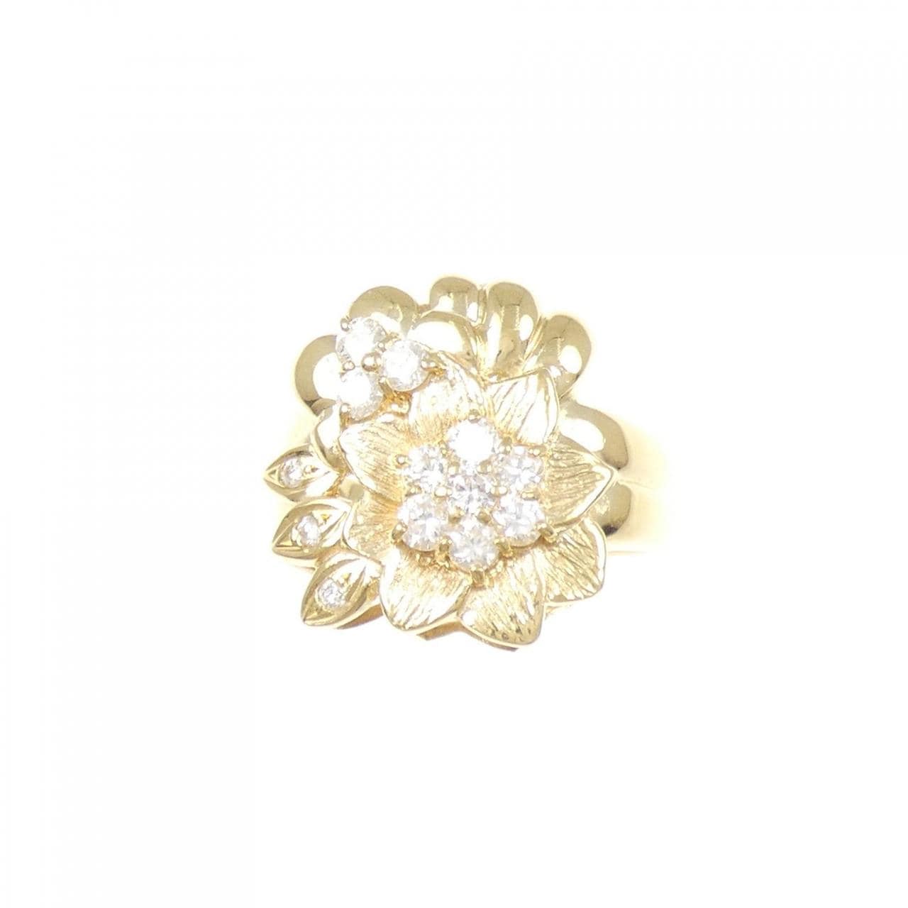 K18YG フラワー ダイヤモンド リング 0.51CT