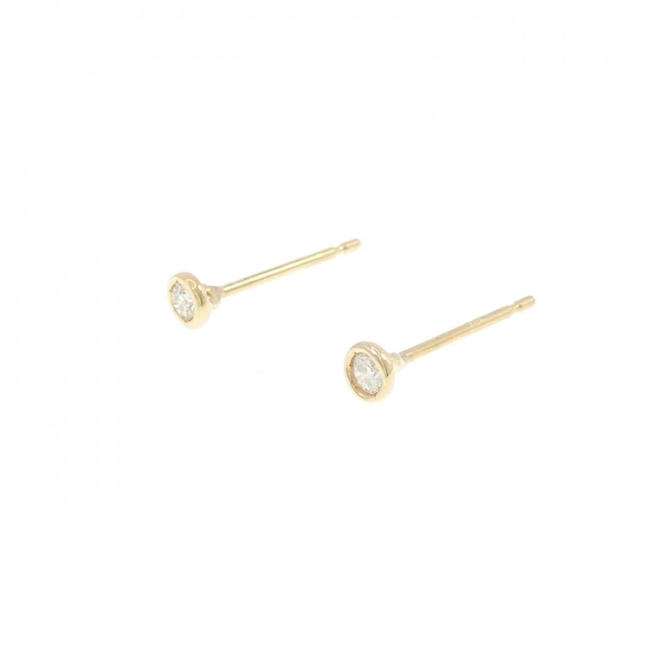 [新品] K18YG单钻钻石耳环 0.06CT