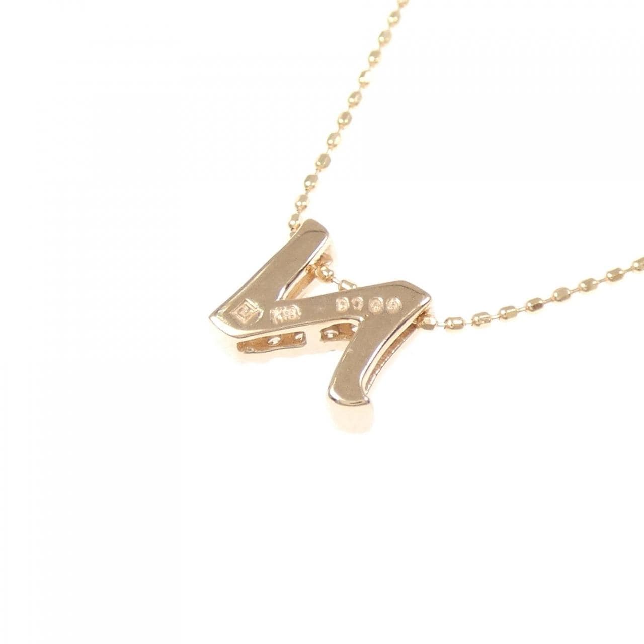 K18PG イニシャルN ダイヤモンド ネックレス 0.09CT