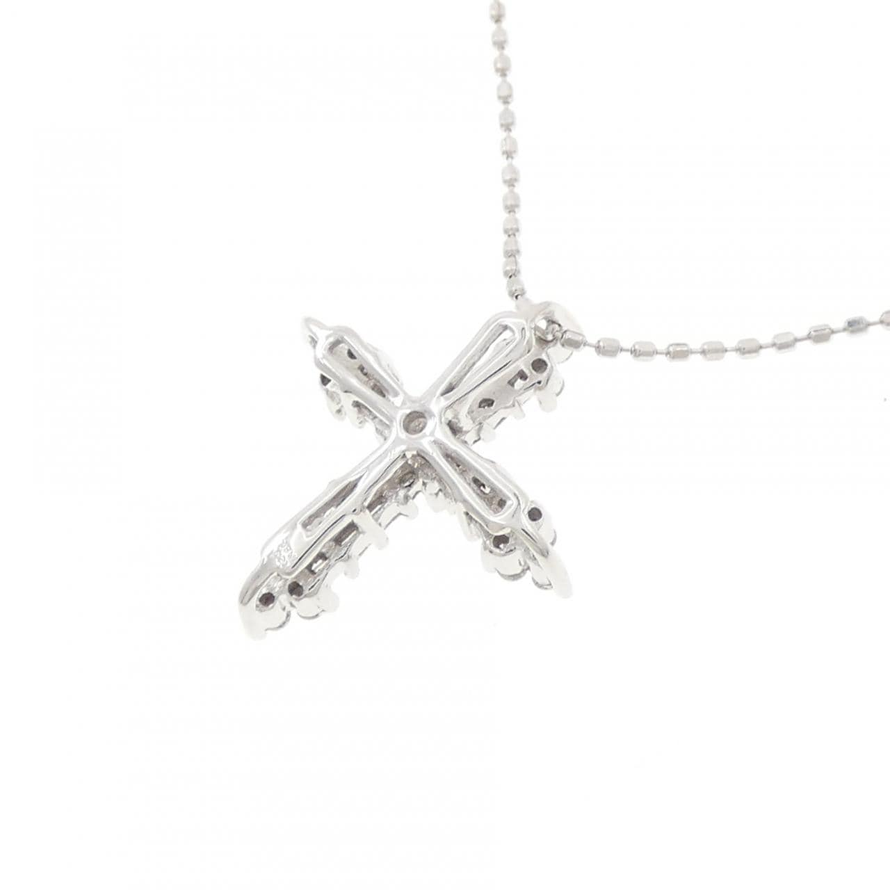 K18WG クロス ダイヤモンド ネックレス 0.21CT