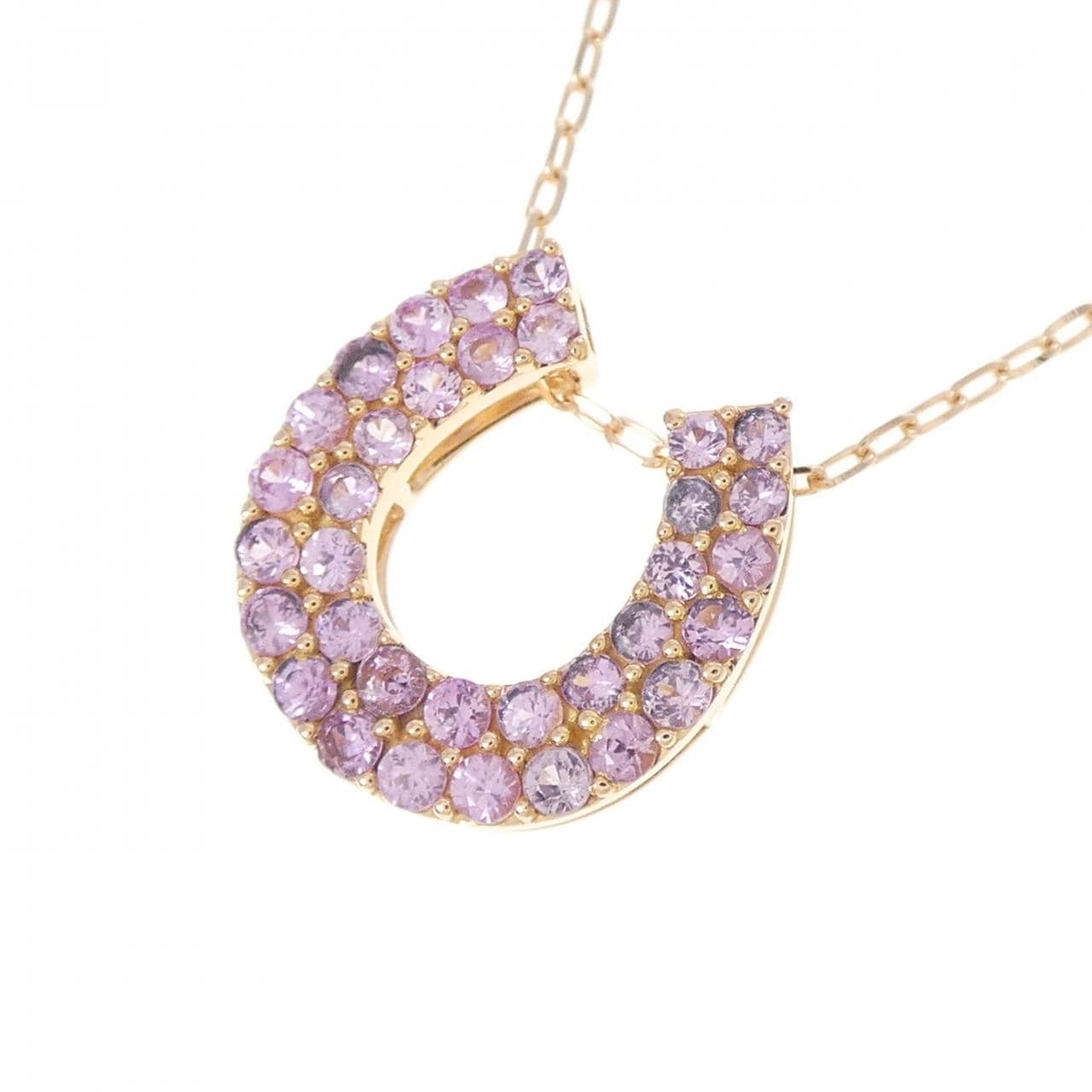 K18PG ホースシュー サファイヤ ネックレス 0.48CT
