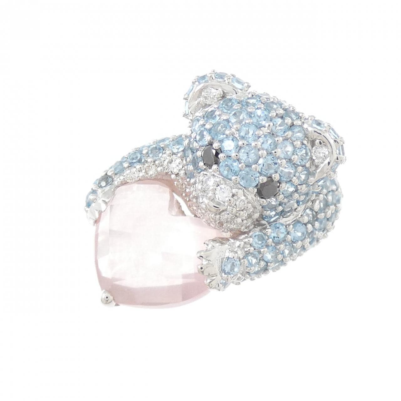 K18WG ベア カラーストーン リング