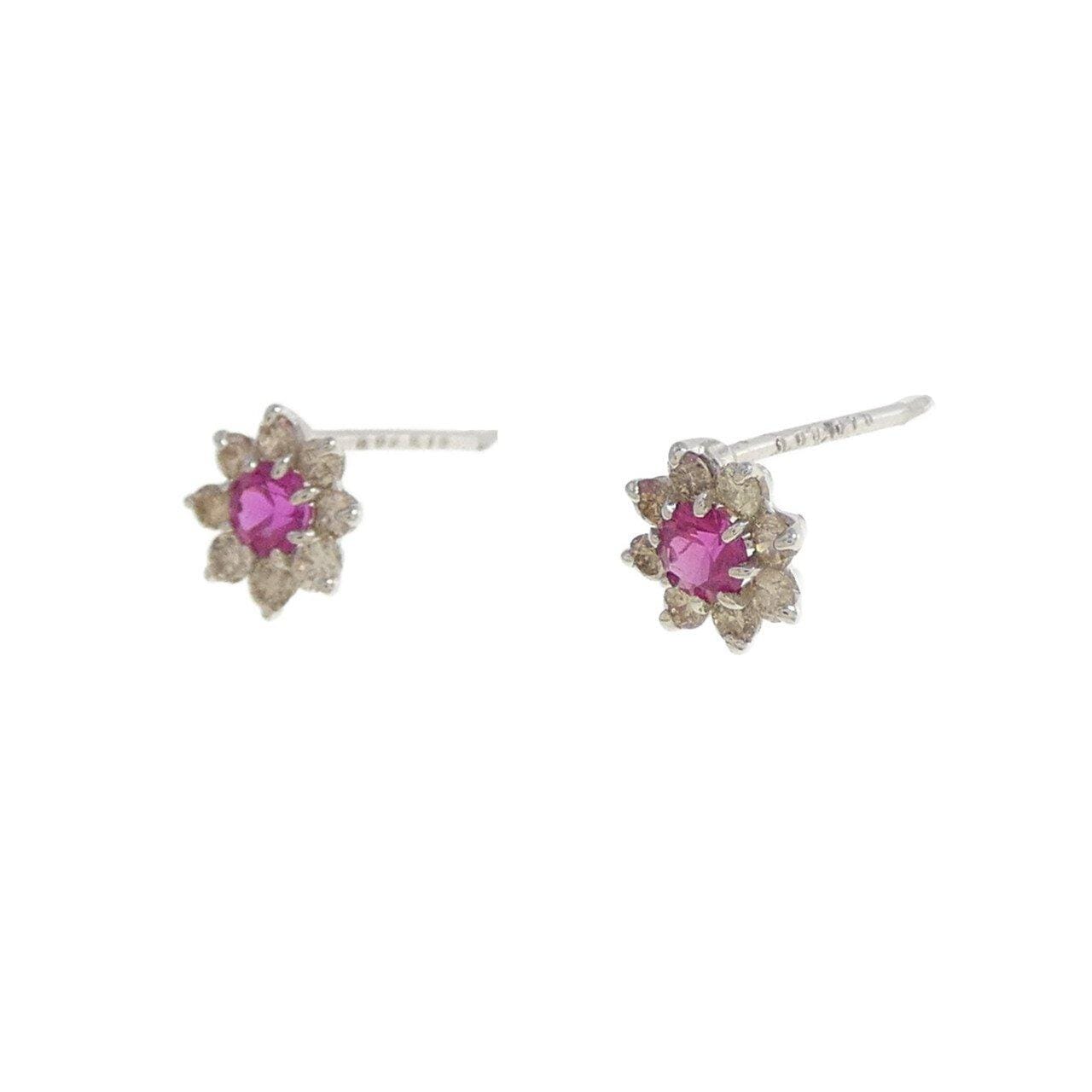 [新品] PT900 紅寶石耳環 0.16CT