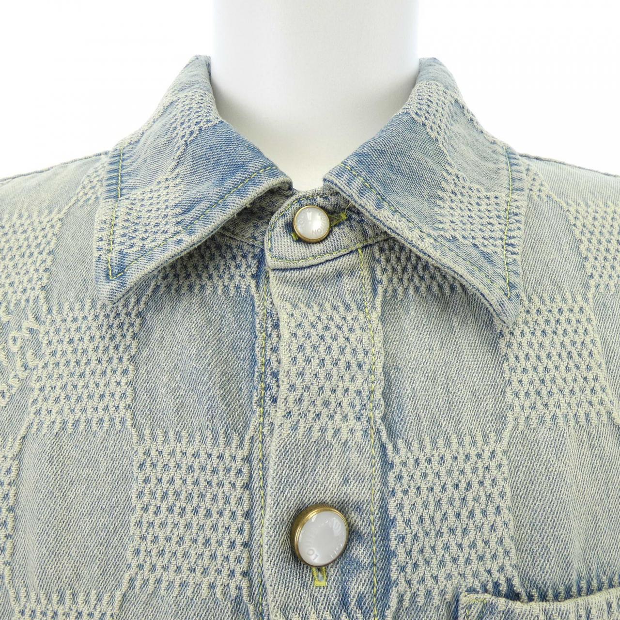 ルイヴィトン LOUIS VUITTON ダミエ3D ライトデニムショートスリーブシャツ HTS53WUYH S/Sシャツ