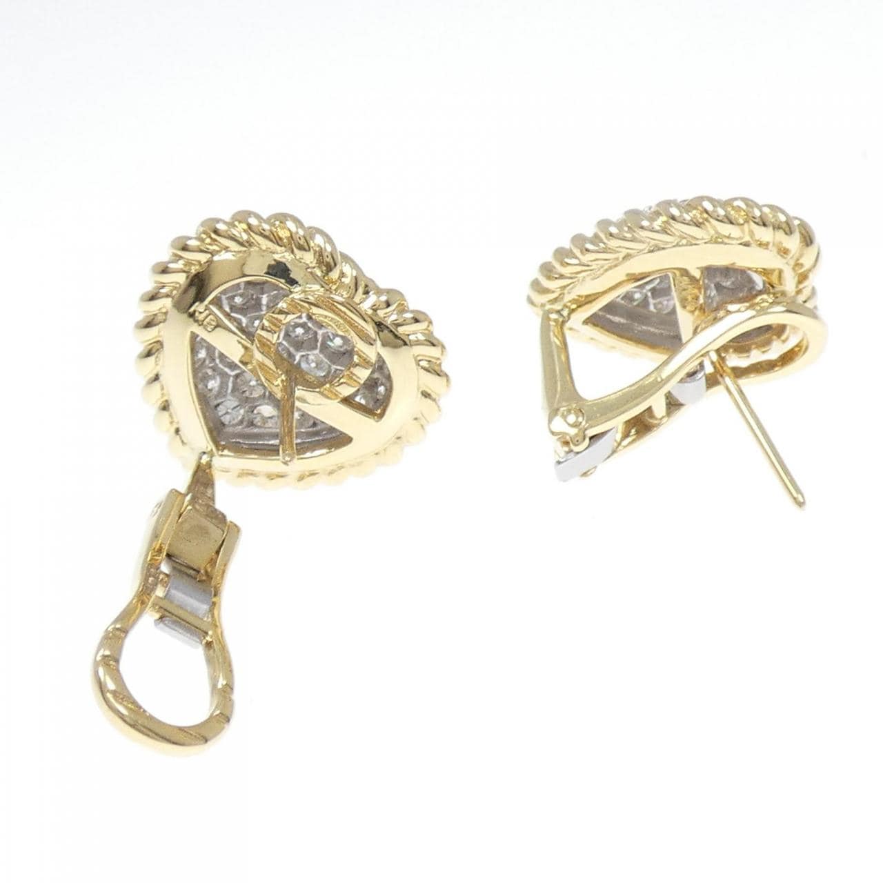 K18YG/K18WG Pave Heart Diamond Earrings 1.77CT