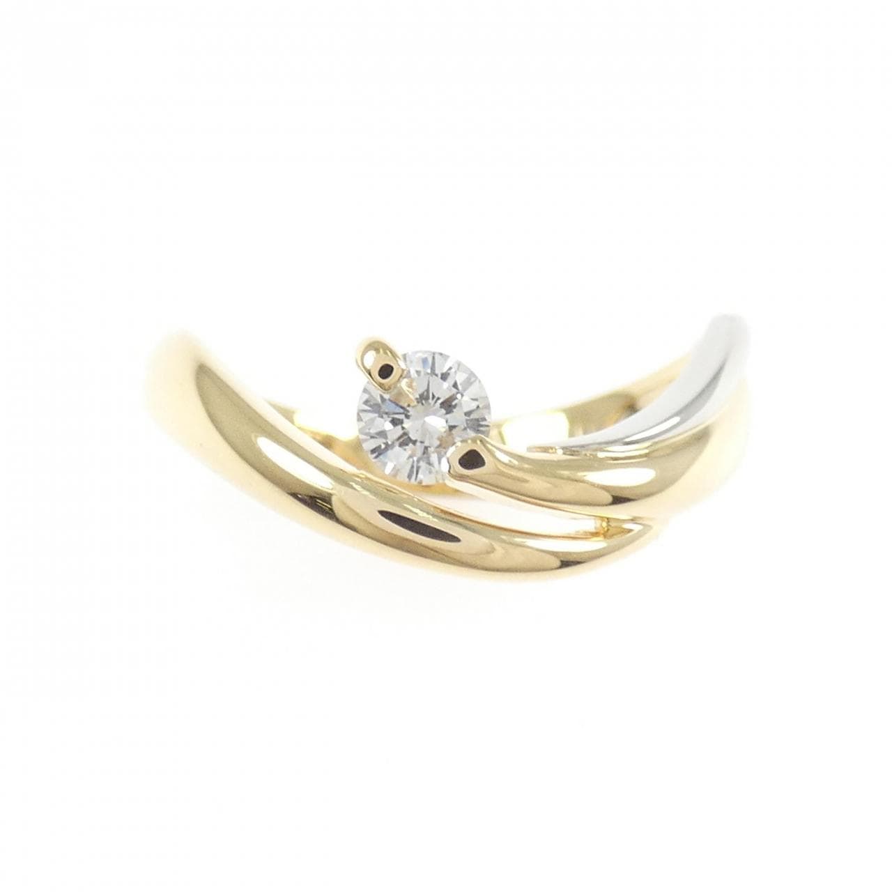 K18YG/PT900 ダイヤモンド リング 0.18CT