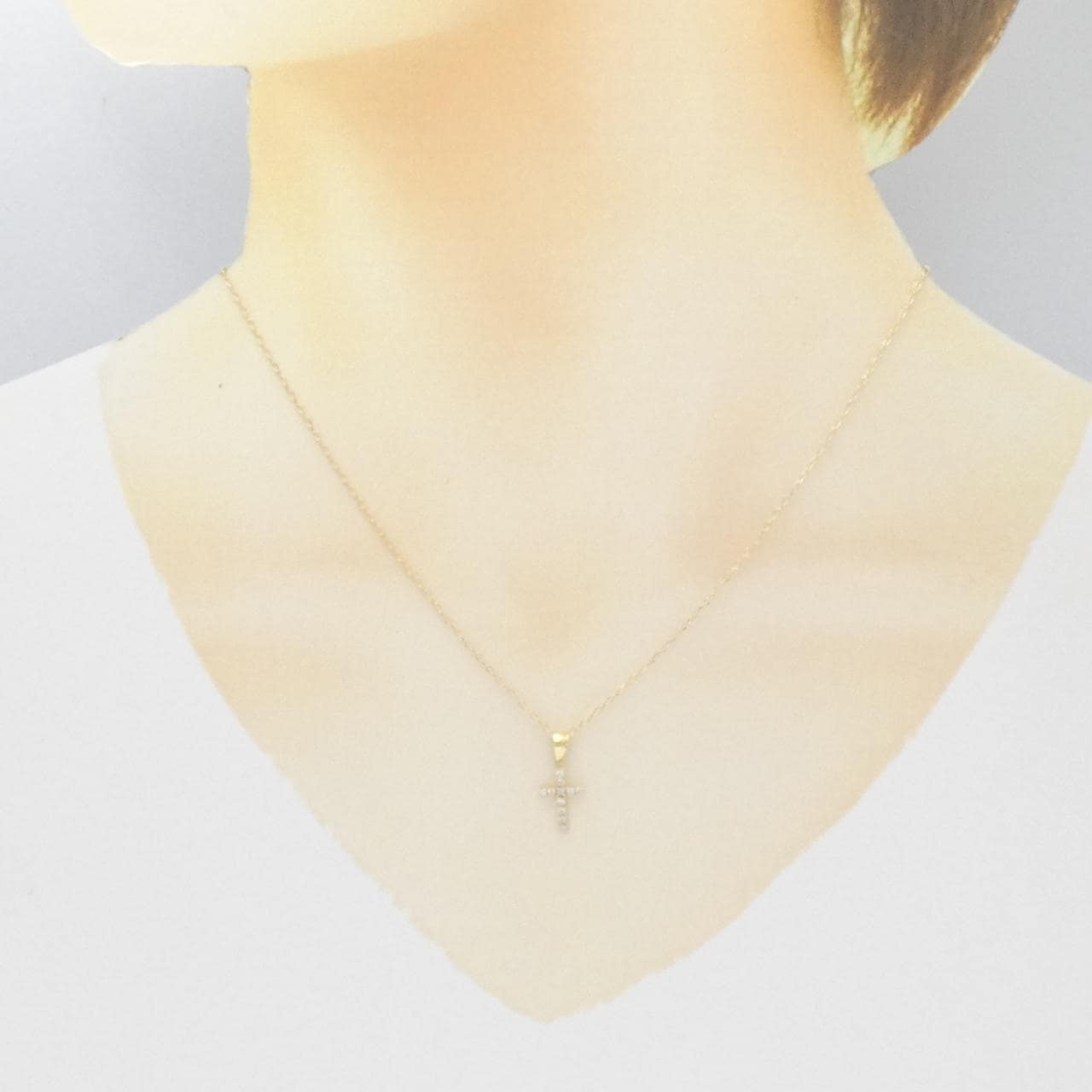 K18YG Cross Diamond Necklace 0.11CT