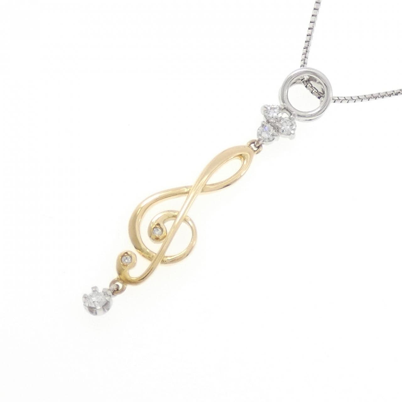 K18YG/PT900/PT850 オンプ ダイヤモンド ネックレス 0.23CT