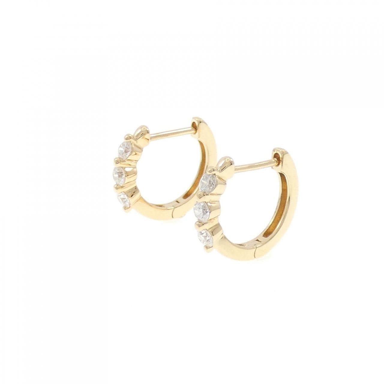 K18YG Three Stone Diamond Earrings 0.28CT