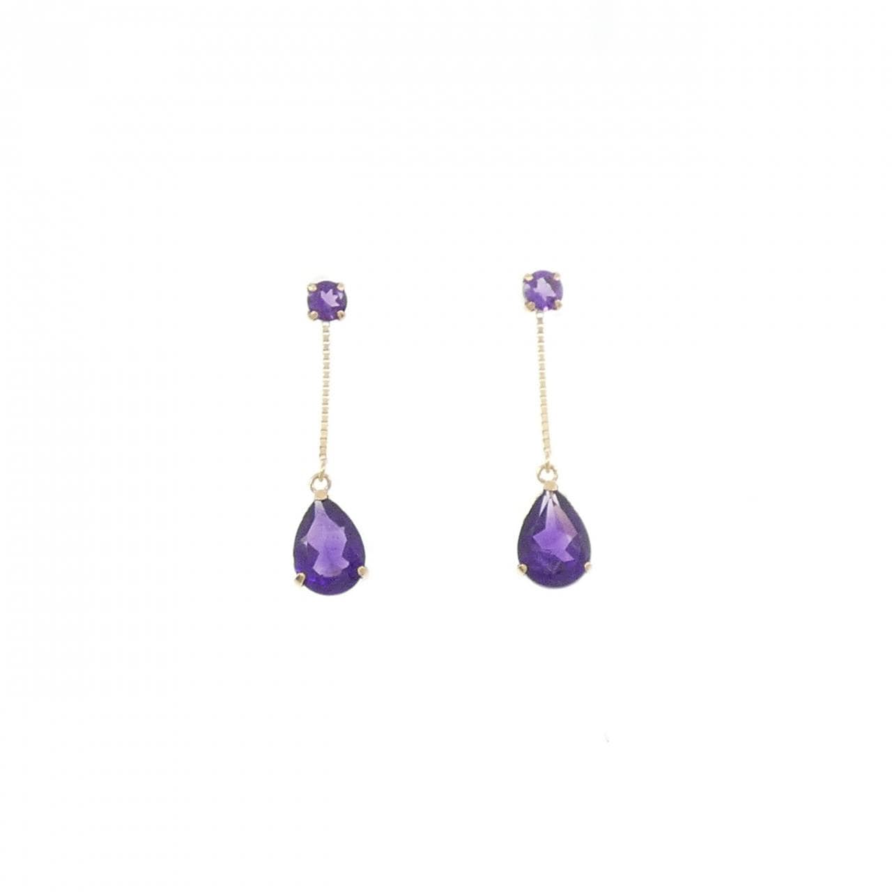 K18YG アメジスト ピアス 1.80CT