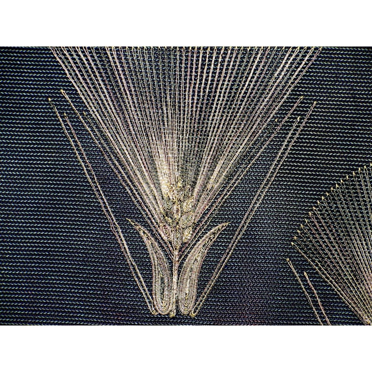 夏名古屋帯　絽織　引箔　刺繍加工