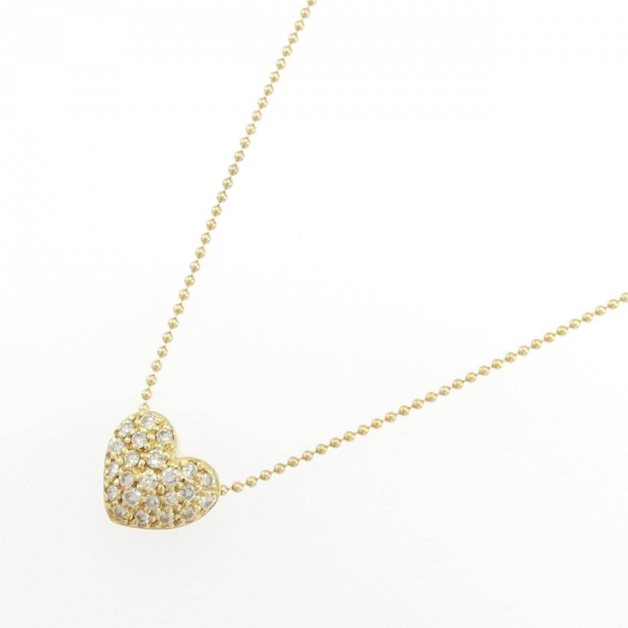 K18YG ハート パヴェ ダイヤモンド ネックレス 0.33CT