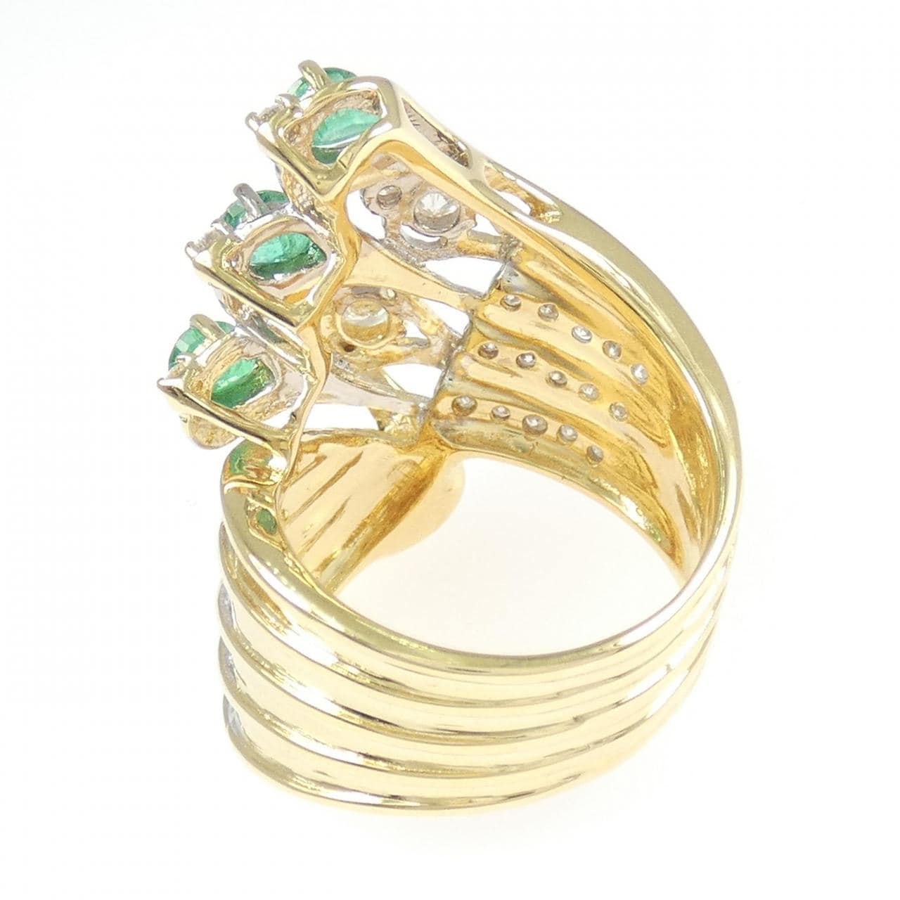 K18YG/K18WG エメラルド リング 0.89CT