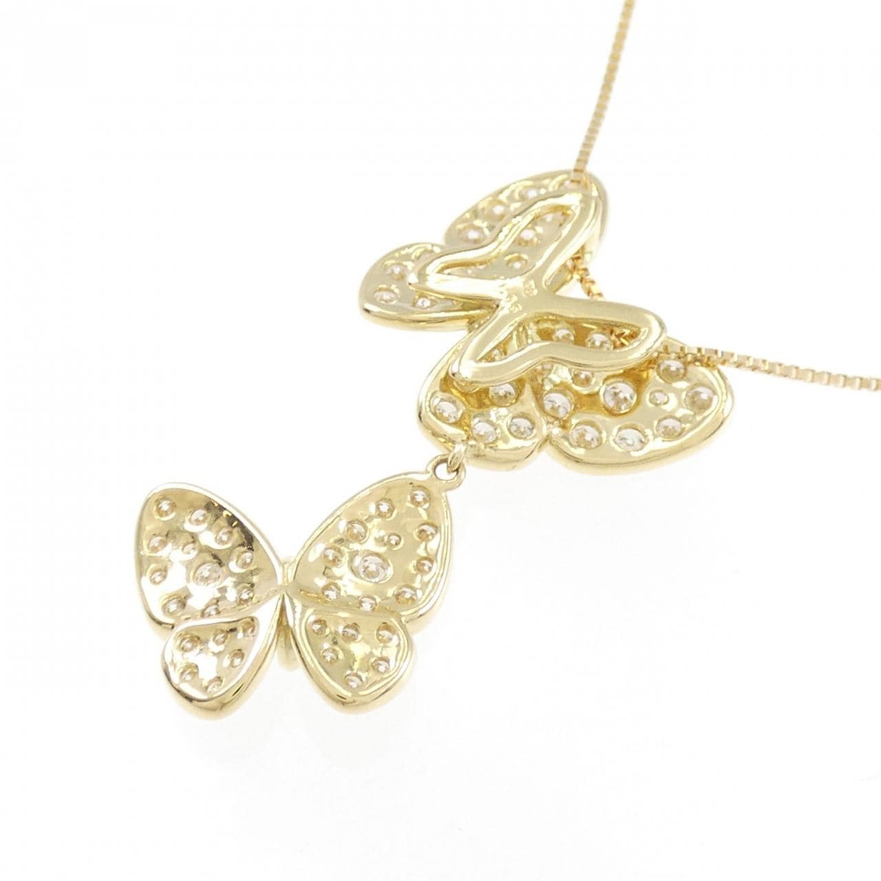 K18YG バタフライ ダイヤモンド ネックレス 1.35CT
