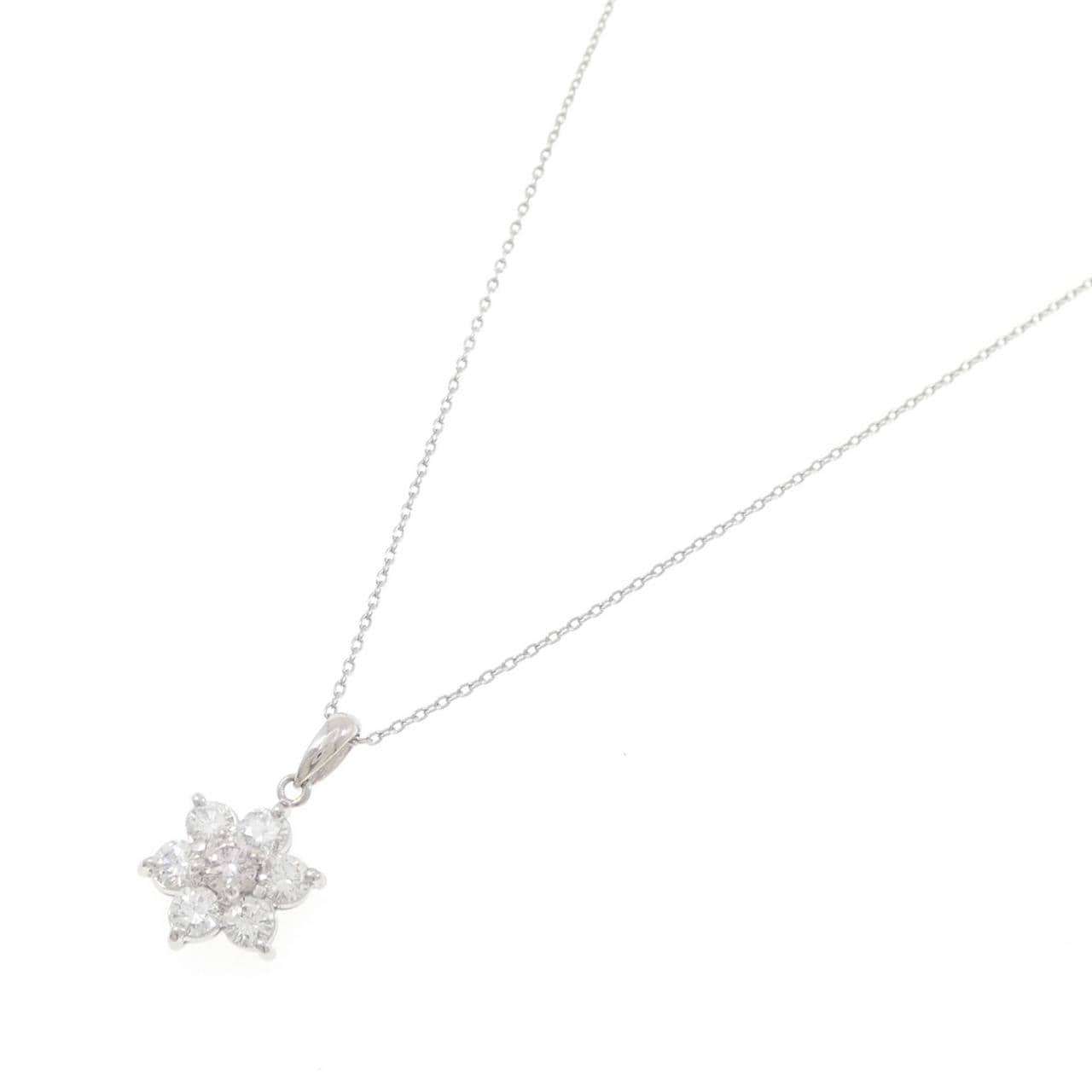PT900/PT850 フラワー ピンクダイヤモンド ネックレス 0.144CT