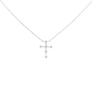 K10WG クロス ダイヤモンド ネックレス 0.06CT