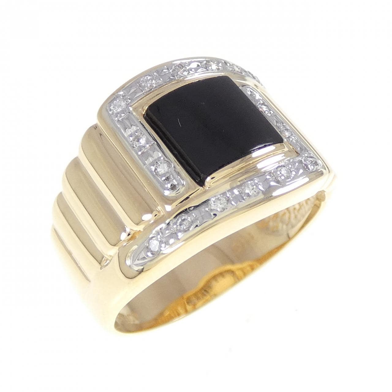 K18YG/PT900 オニキス リング