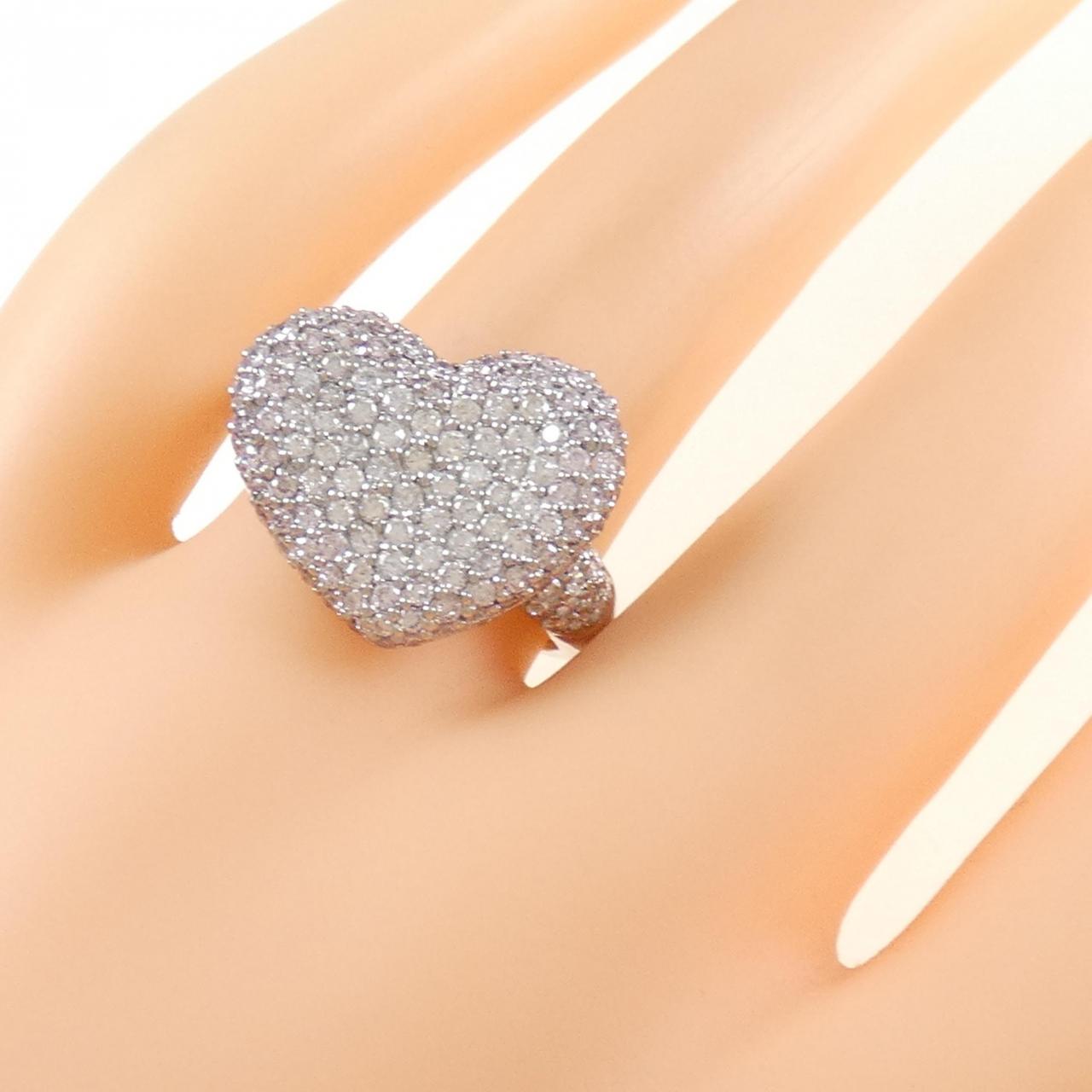 K18WG パヴェ ハート ピンクダイヤモンド リング 0.75CT