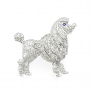 K18WG/K14WG ドッグ サファイヤ ブローチ 0.04CT