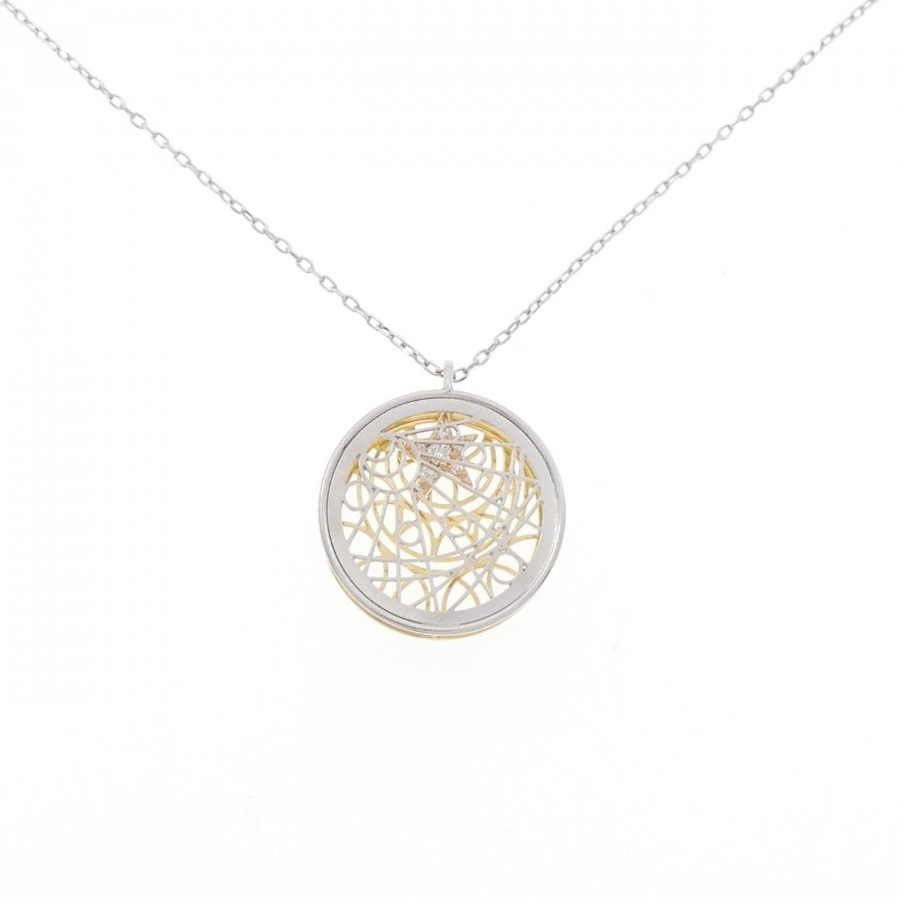 K18スリーカラー スター ダイヤモンド ネックレス 0.07CT