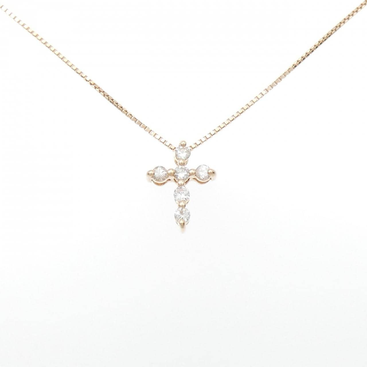 K10PG Cross Diamond Necklace 0.10CT