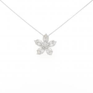 K18WG フラワー ダイヤモンド ネックレス 0.79CT