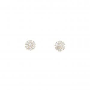 【リメイク】K10YG フラワー ダイヤモンド ピアス 0.30CT