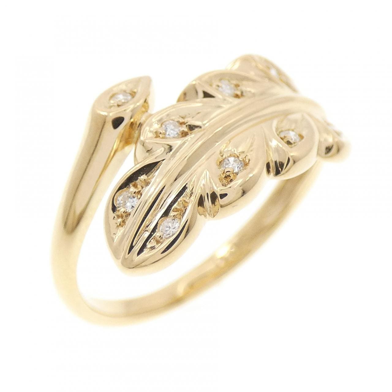 K18YG リーフ ダイヤモンド リング 0.06CT