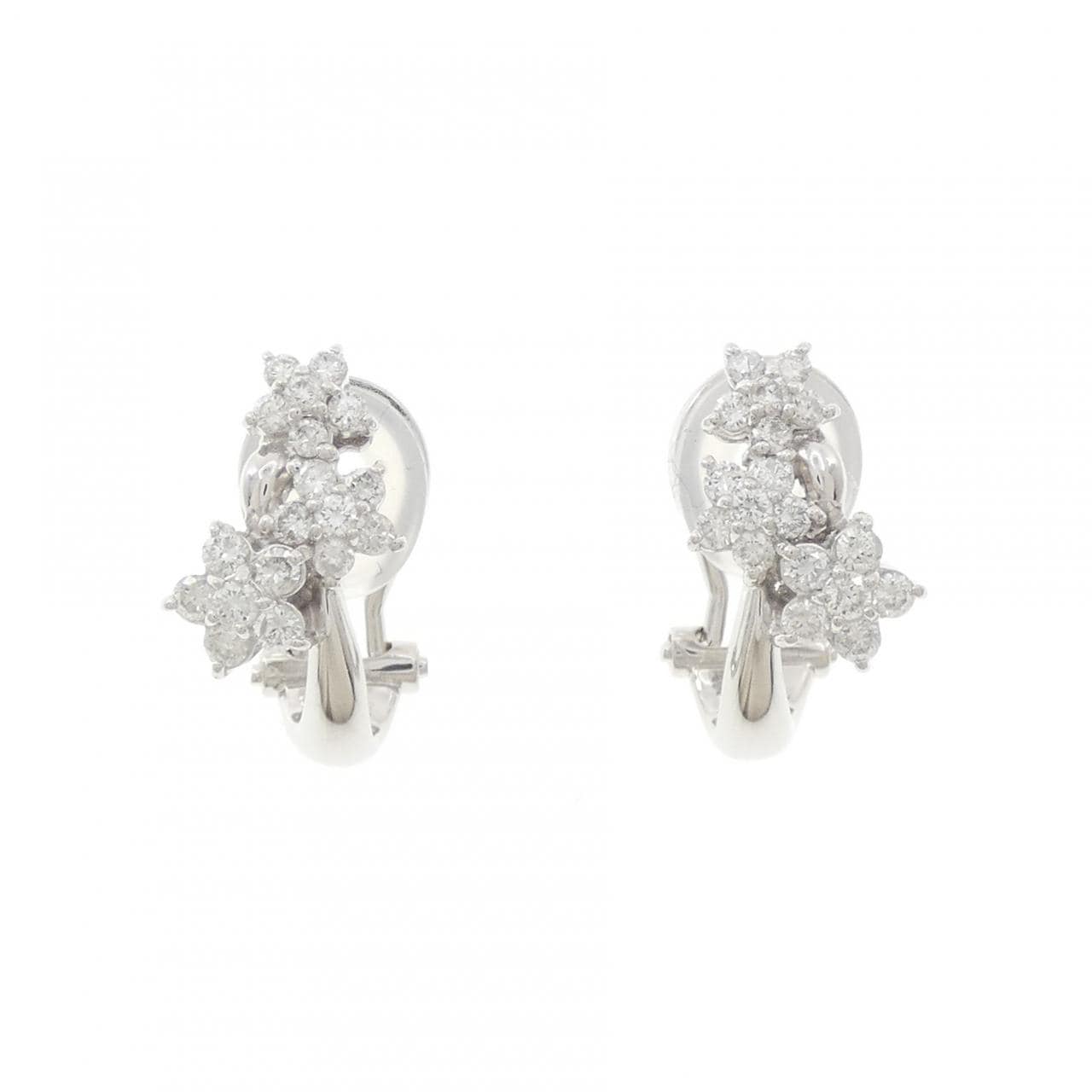 PT900 フラワー ダイヤモンド ピアス 0.64CT