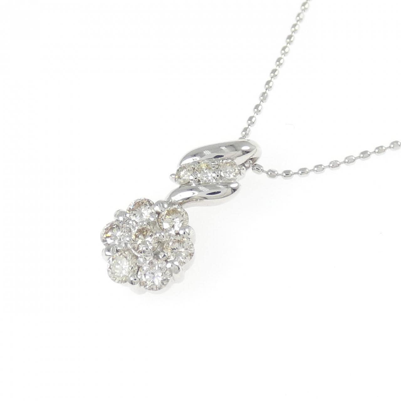 K18WG 花朵钻石项链 0.50CT