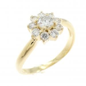 K18YG フラワー ダイヤモンド リング 0.51CT