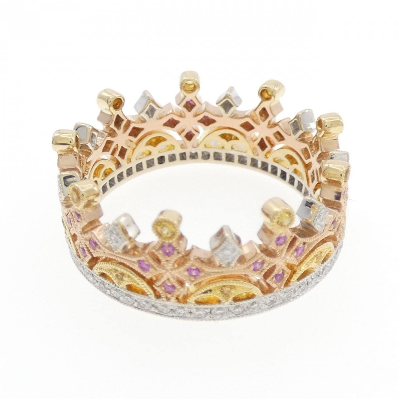 750スリーカラー サファイヤ リング 0.30CT