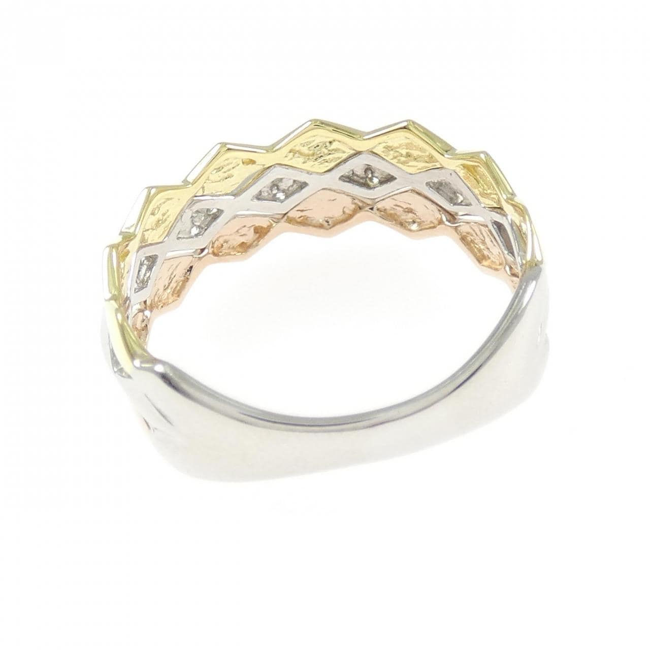 K18YG/PT900/K18PG ダイヤモンド リング 0.16CT