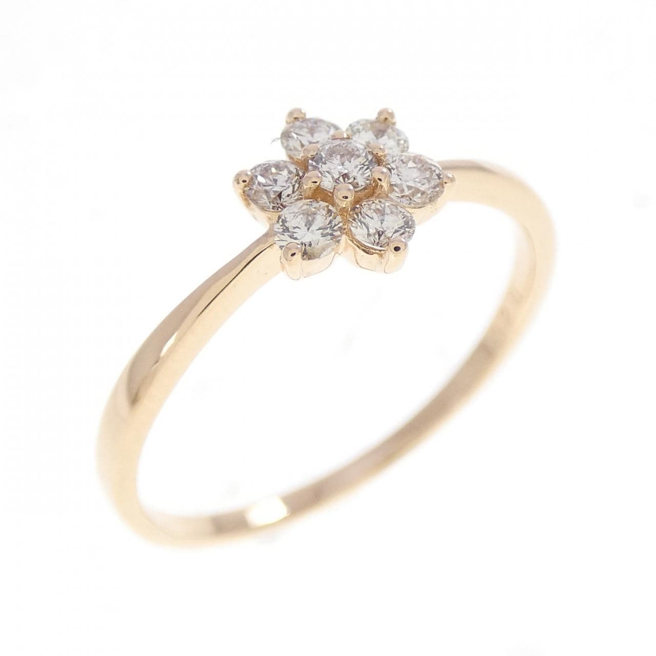 K18PG フラワー ダイヤモンド リング 0.20CT