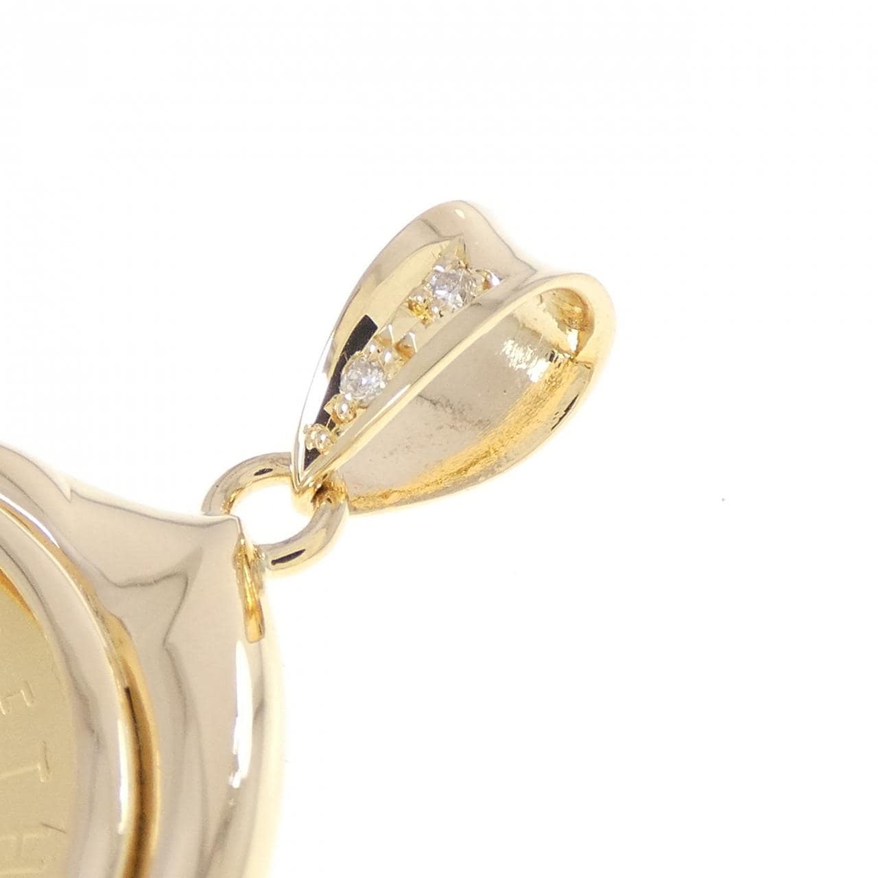 K18YG(枠) ダイヤモンド コイン ペンダント 0.02CT