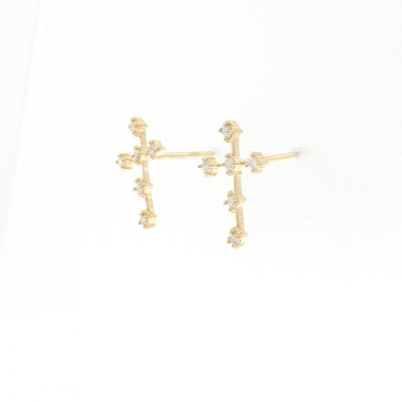 K18YG クロス ダイヤモンド ピアス 0.10CT